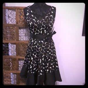 Nine West Black and White Polka Dot Midi Dress